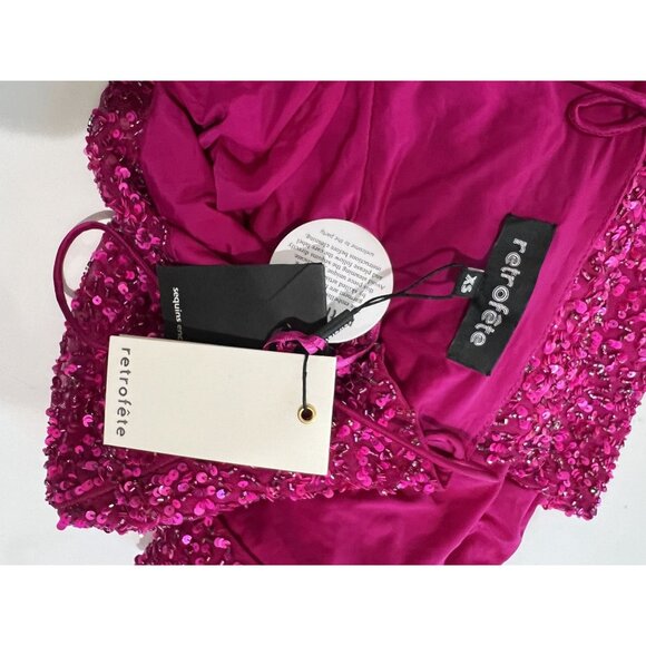 Retrofete Blair Sequin Dress in Dragon Fruit - Picture 6 of 6